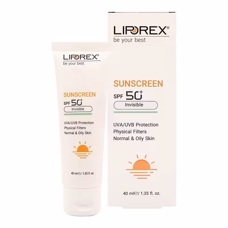 کرم ضد آفتاب SPF50 پوست نرمال و چرب لیپورکس (بی رنگ) Liporex Sunscreen Cream SPF50 For Normal And Oily Skin