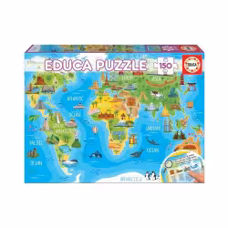 پازل 150 تکه نقشه جهان و بناهای تاریخی