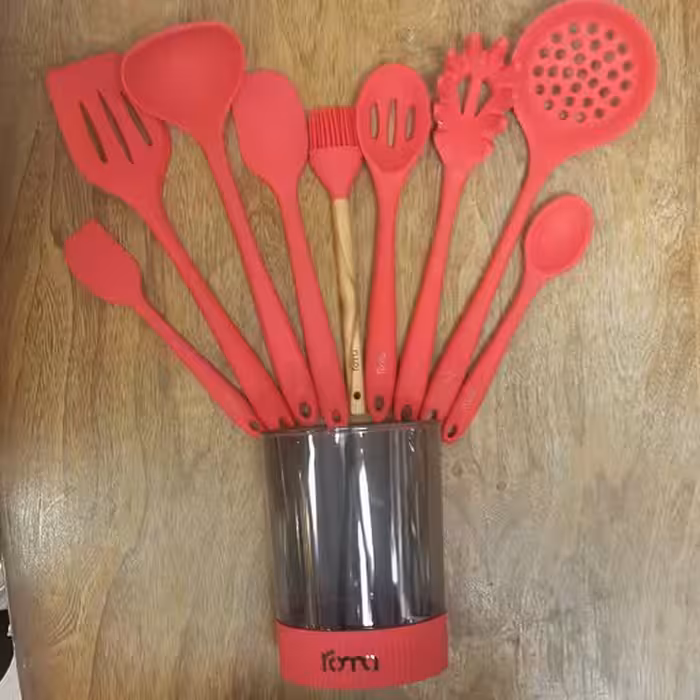 ست کفگیر ملاقه سیلیکونی روما Roma قرمز