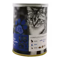 کنسرو گربه برند یو اس پت US PET مدل گوساله، مرغ و بوقلمون وزن 800 گرمی