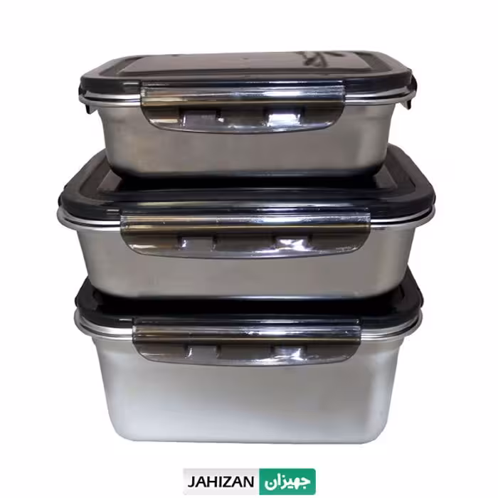 ظرف غذا استیل 3 عددی یونیک مدل مستطیل