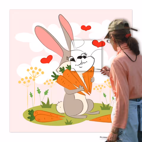 کاردستی نقاشی غول پیکر« خرگوش و هویچ هایش»