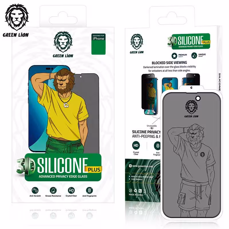 گلس دور سیلیکونی پرایوسی iPhone 13 Pro Max گرین لاین Green Lion 3D Silicone Privacy Glass