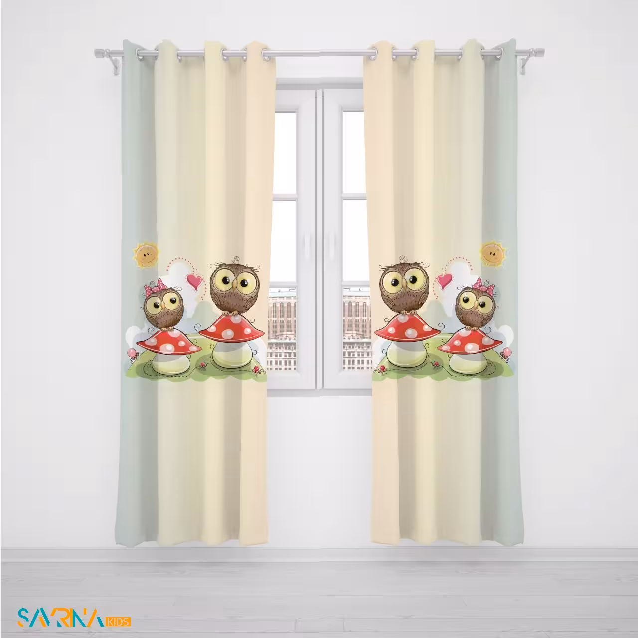 پرده پنلی بچگانه طرح جغد ناز کد AS1374