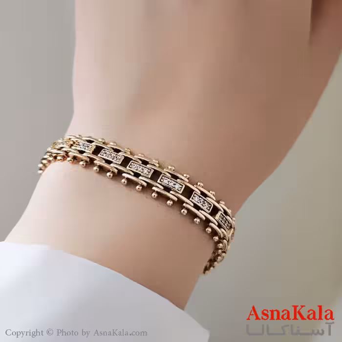 دستبند نگینی ترند برند ژوپینگ Xuping مدل ریلی نگیندار کد DSB18501W