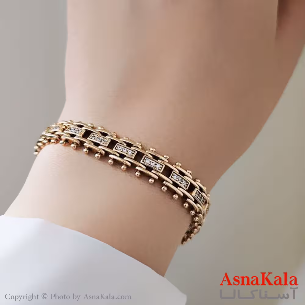 دستبند نگینی ترند برند ژوپینگ Xuping مدل ریلی نگیندار کد DSB18501W
