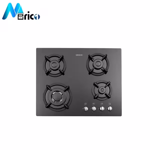 گاز رومیزی استیل البرز کد G4652 چهار شعله شیشه مشکی