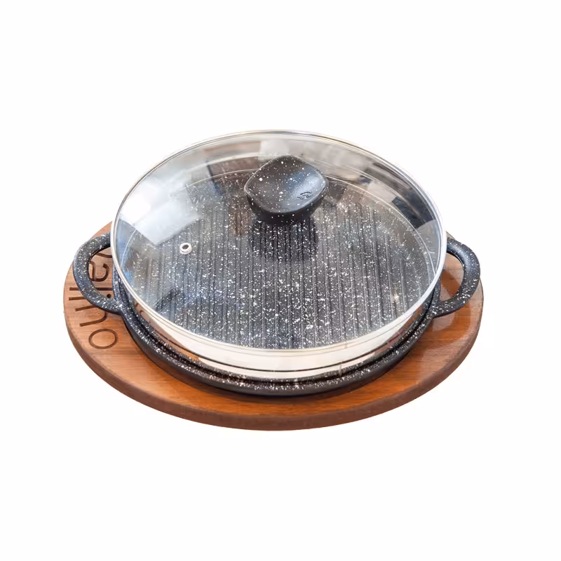 تابه گریل چدن نالینو مدل Padella سایز 26 (با درب شیشه) کد 0115