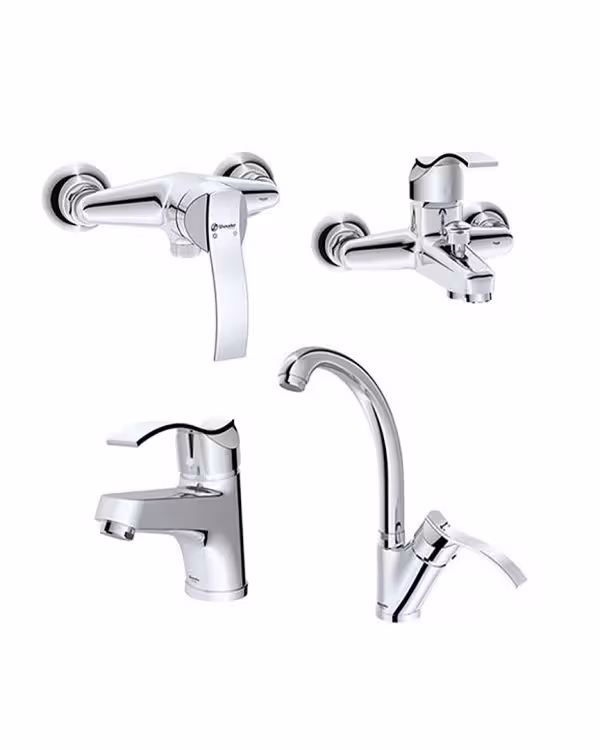 ست چهار تکه شیرآلات شودر مدل اپال کروم