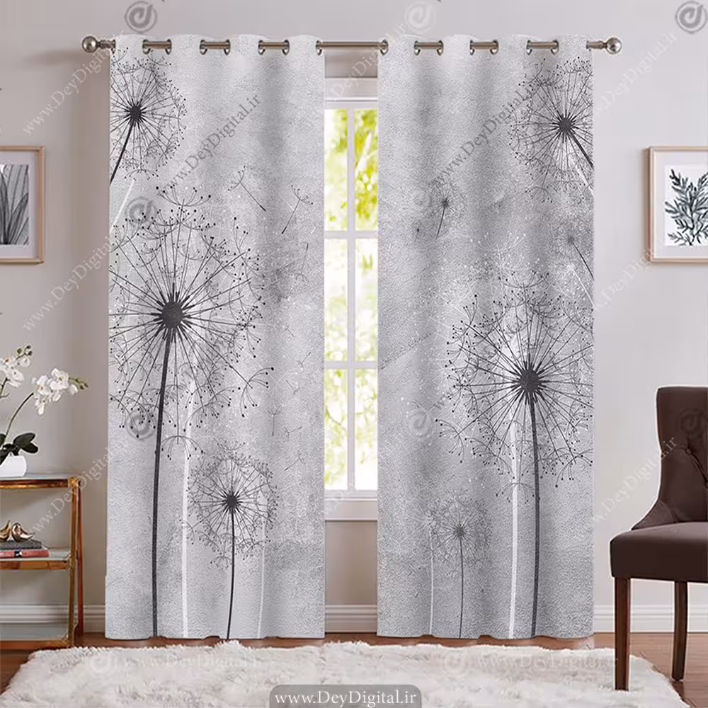 پرده پانچی طوسی مدل قاصدک PK-7778