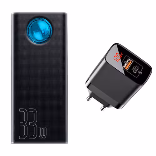 پاوربانک 30 هزار 33 واتی به همراه آداپتور 18 واتی بیسوس