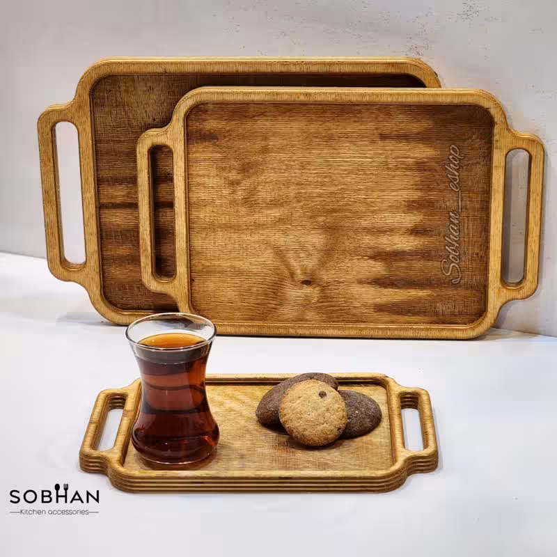 سینی چوبی 3 عددی مستطیل