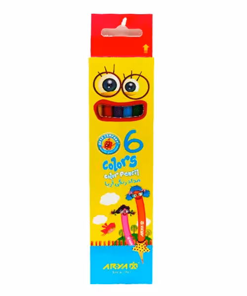 مداد رنگی  مقوایی آریا  6رنگ بلند