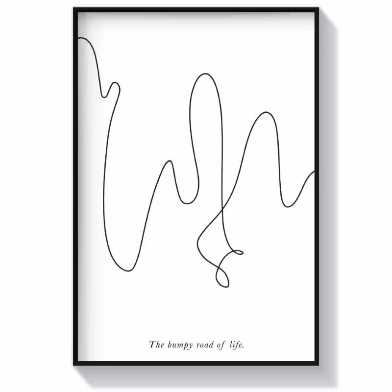 تابلو دکوراتیو لاین آرت مدل جاده پر پیج و خم
