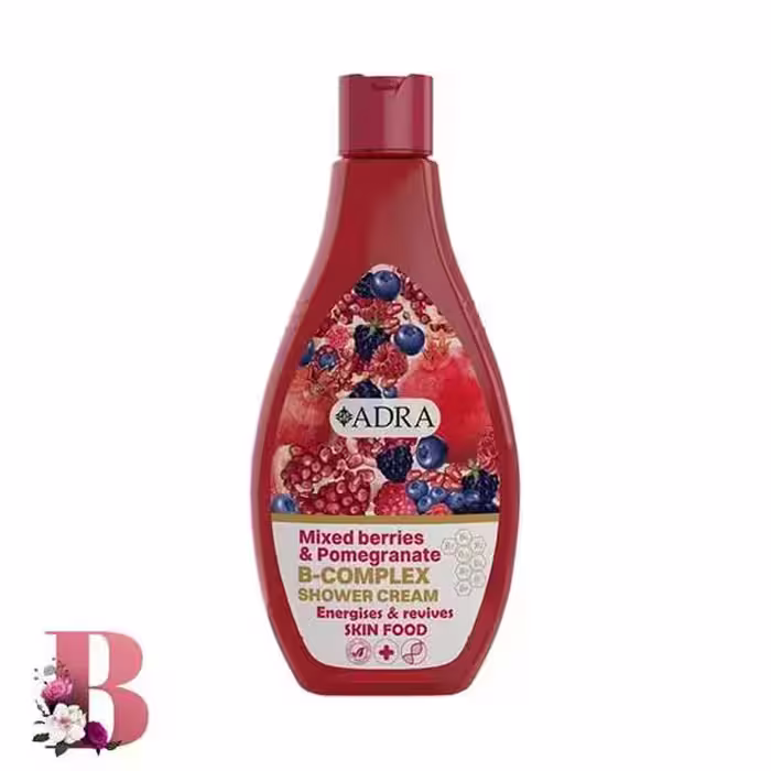 شامپو بدن کرمی ب کمپلکس آدرا حاوی توت وحشی و انار 400 میل | ADRA B-COMPLEX SHOWER CREAM WITH MIXED BERRIES AND POMEGRANATE 400ml