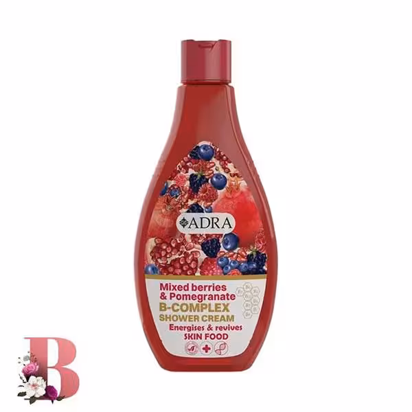 شامپو بدن کرمی ب کمپلکس آدرا حاوی توت وحشی و انار 400 میل | ADRA B-COMPLEX SHOWER CREAM WITH MIXED BERRIES AND POMEGRANATE 400ml