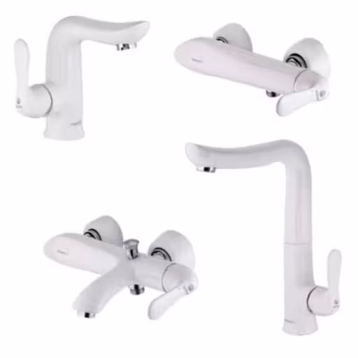 ست شیرالات شیبه مدل هامون سفید کروم(ارسال رایگان)