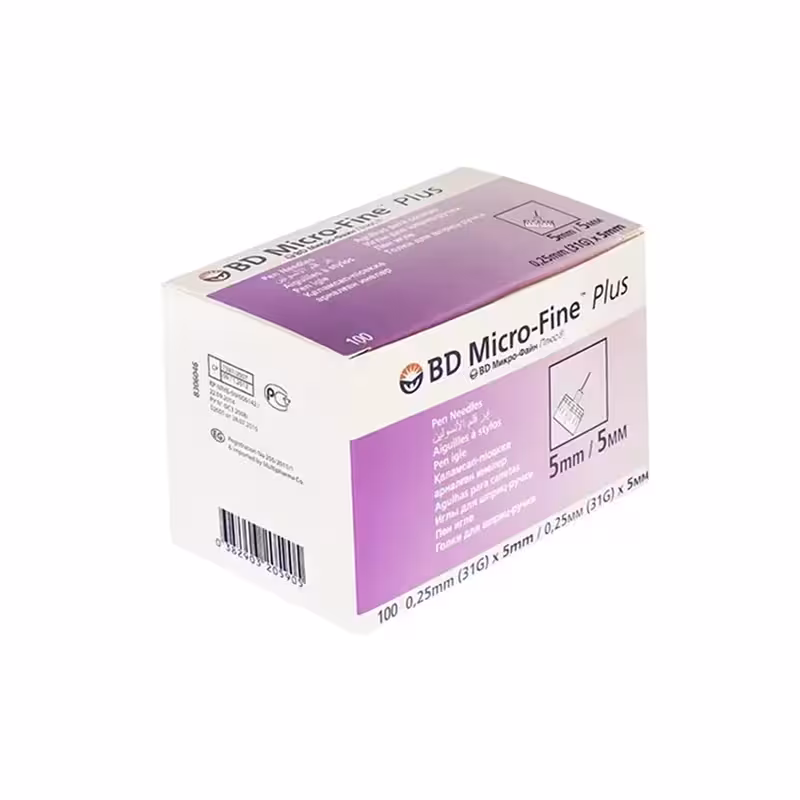 سرسوزن BD سایز 5 میلی متری/ گیج 31 بسته 100 عددی