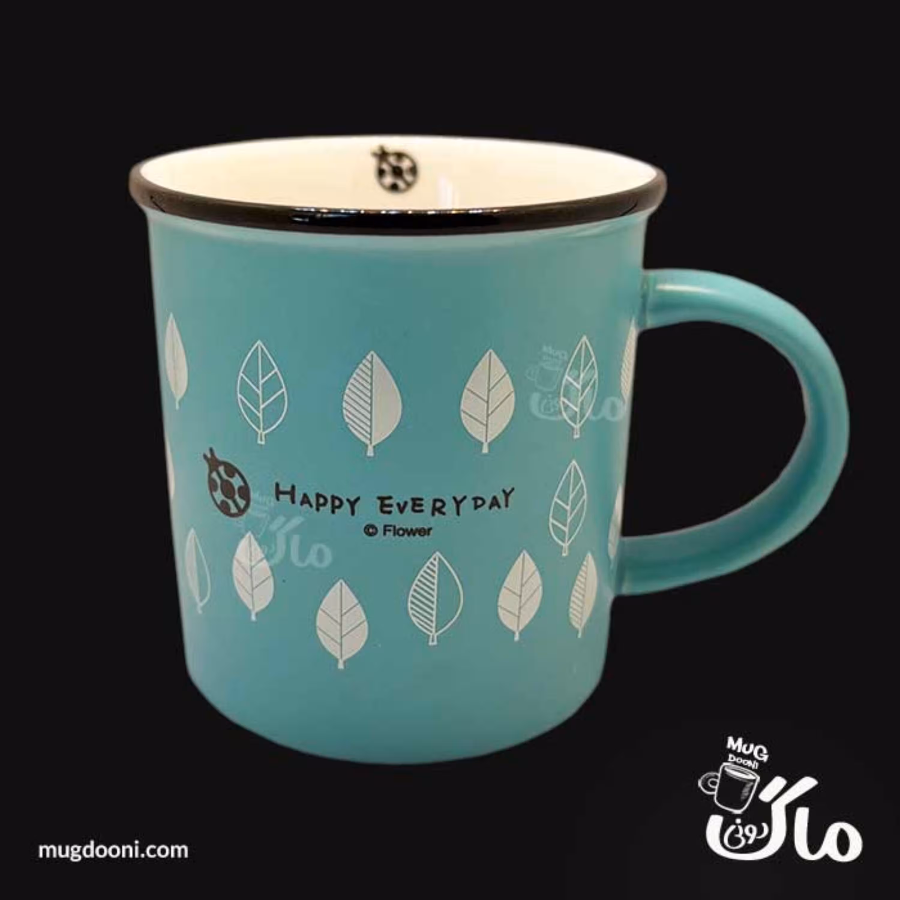 لیوان ماگ سرامیکی طرح لعابی سبز آبی درجه یک