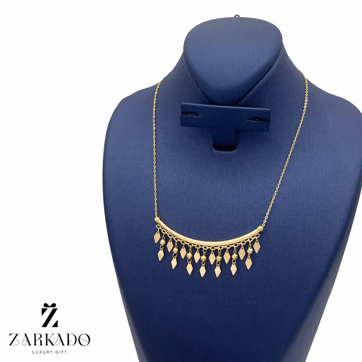 گردنبند طلا طرح لبخند آویز گوی و لوزی کد N14471