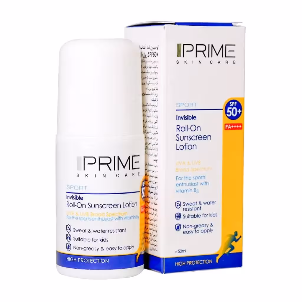 لوسیون ضد آفتاب بی رنگ SPF50 رول-آن انواع پوست پرایم