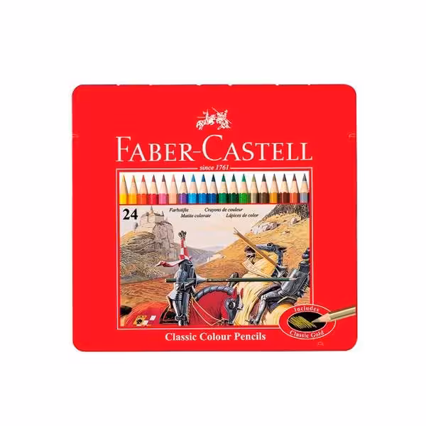 مداد رنگی کلاسیک 24 رنگ جعبه فلزی فابرکاستل