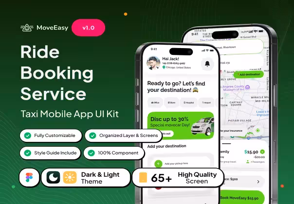 کیت UI اپ تاکسی MoveEasy