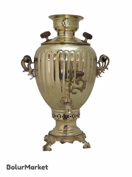 سماور زغالی برنجی زرد 6 لیتر مدل فیلی ترکدار