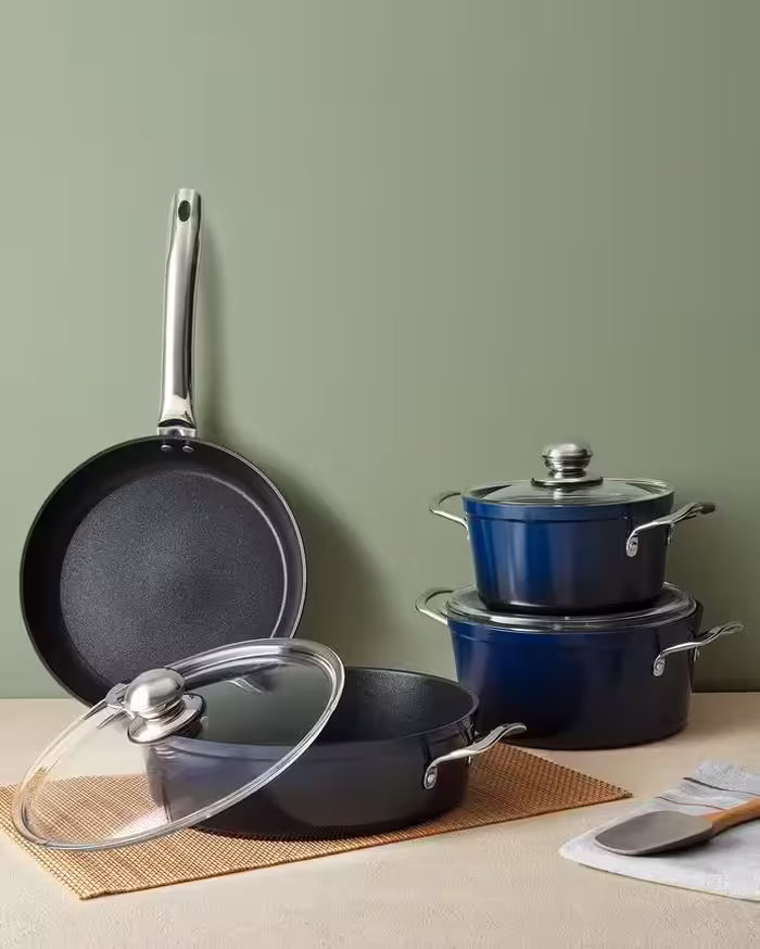 سرویس قابلمه تیتانیومی 7 پارچه برند مادام کوکو ترکیه مدل Titanium Professional سرمه‌ای