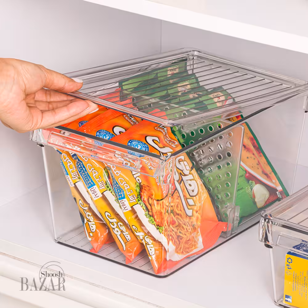 باکس نظم دهنده نشکن درب شفاف 6 لیتری لیمون کد 2150