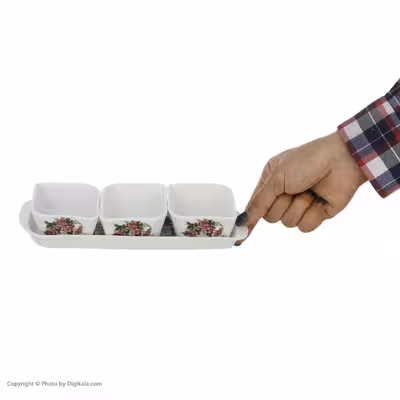 ظرف مربا و عسل شرکت صنایع چینی تقدیس مدل گل سرخ مجموعه 4 عددی