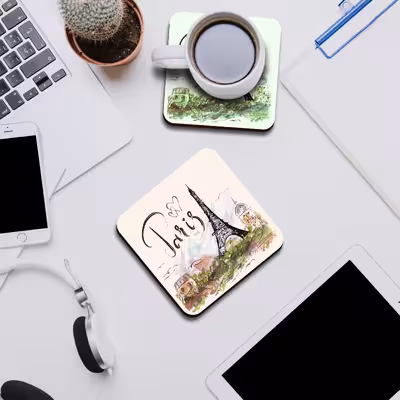 زیر لیوانی لوکسینو مدل پاریس طرح برج ایفل مجموعه 6 عددی