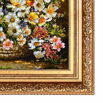 تابلو فرش دستباف فرش میرنظامی مدل گل و سبد عرضی کد 756