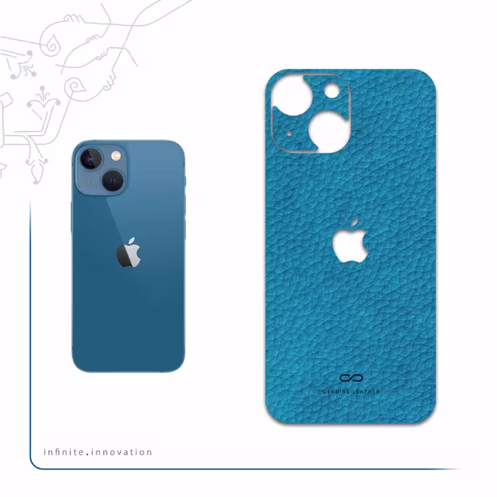 برچسب پوششی ماهوت مدل Blue-Leather مناسب برای گوشی موبایل اپل iPhone 13 Mini