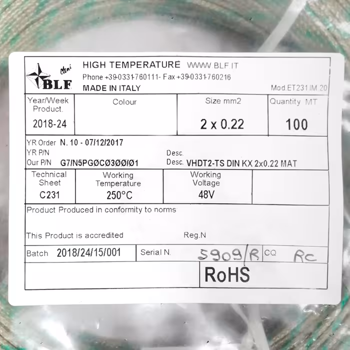 کابل 2x0.22 بی ال اف مدل C231