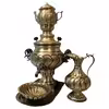 سرویس سماور ذغالی 5 پارچه برنجی مدل گل کد D3L-g