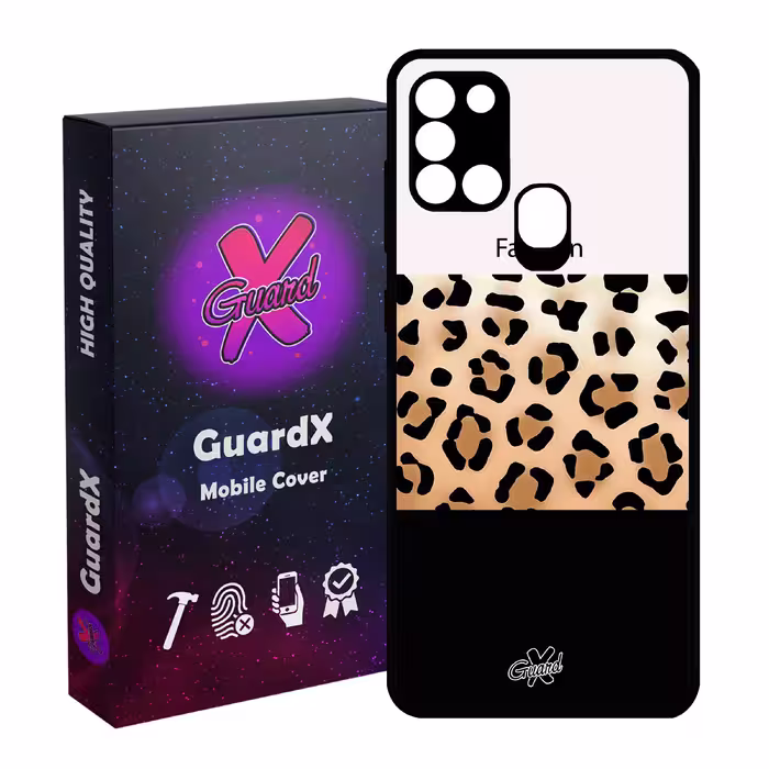 کاور گارد ایکس طرح پلنگی مدل Glass10395 مناسب برای گوشی موبایل سامسونگ Galaxy A21s