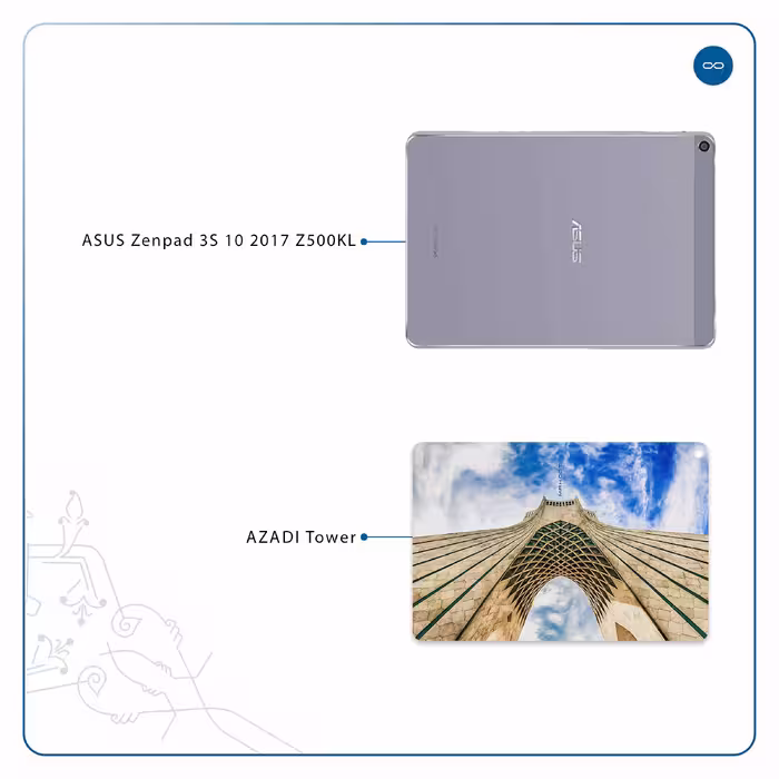 برچسب پوششی ماهوت مدل AZADI-Tower مناسب برای تبلت ایسوس Zenpad 3S 10 2017 Z500KL