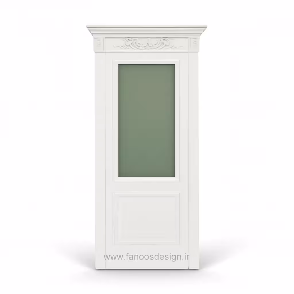 درب MDF سفید با پنل سبز زیتونی مدل نئوکلاسیک کد 30288