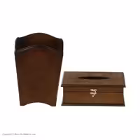سطل و جای دستمال کاغذی چوبی طرح برگ کد BT074