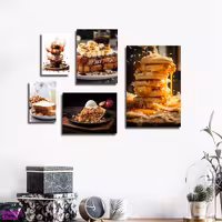 تابلو شاسی بکلیت طرح صبحانه و کیک و نان تست مدل SH-1762 مجموعه 5 عددی