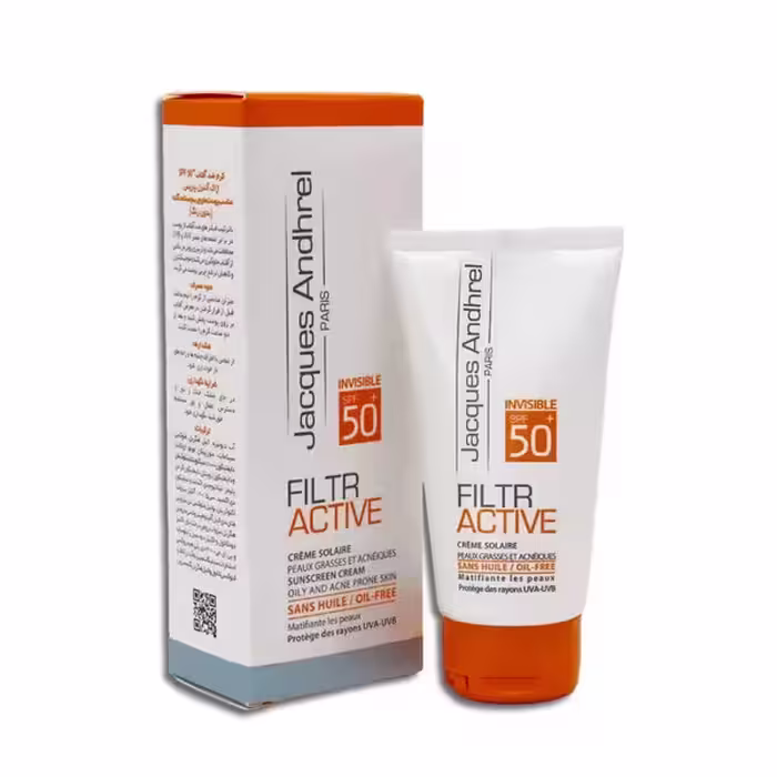کرم ضد آفتاب بی رنگ 50 SPF پوست چرب و مستعد آکنه ژاک آندرل 50 میلی لیتر Jacques Andhrel