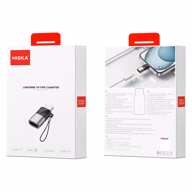 مبدل LIGHTNING به TYPE-C هیسکا مدل H8