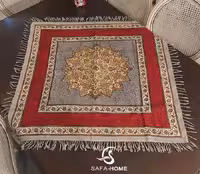 رومیزی قلمکاری ترنج بته جقه مربع 100*100 زرشکی