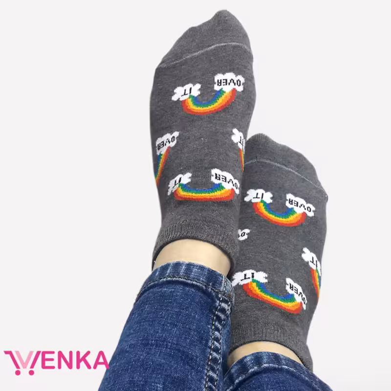 جوراب مچی طرح رنگین کمان