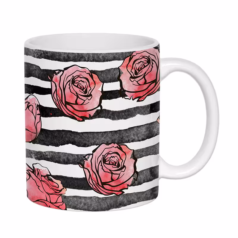 خرید و قیمت ماگ سرامیکی طرح گل رز کد 1801