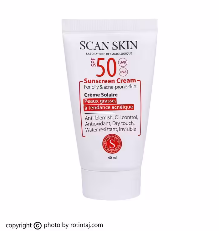 ضد آفتاب بی رنگ SPF50 پوست چرب و مستعد آکنه اسکن اسکین
