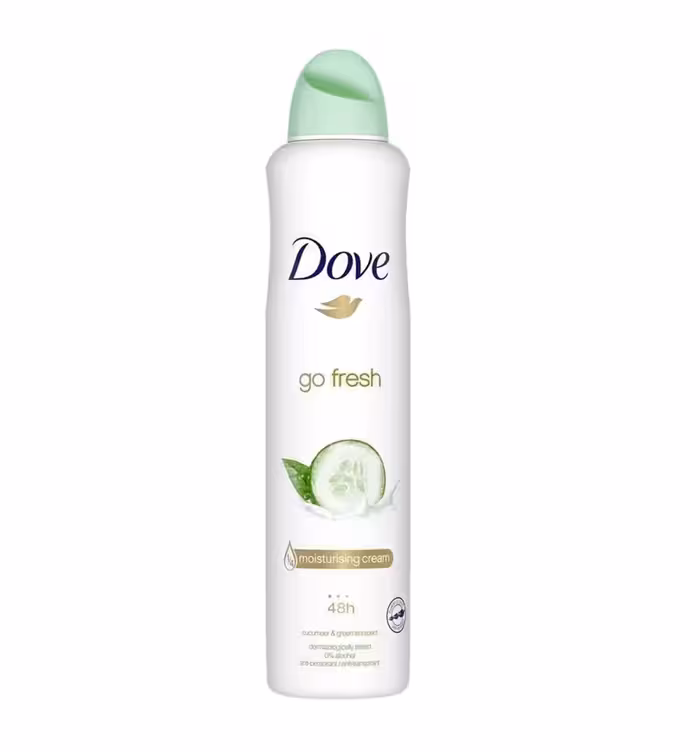 اسپری ضد تعریق زنانه داو مدل Go Fresh رایحه خیار و چای سبز 250ml