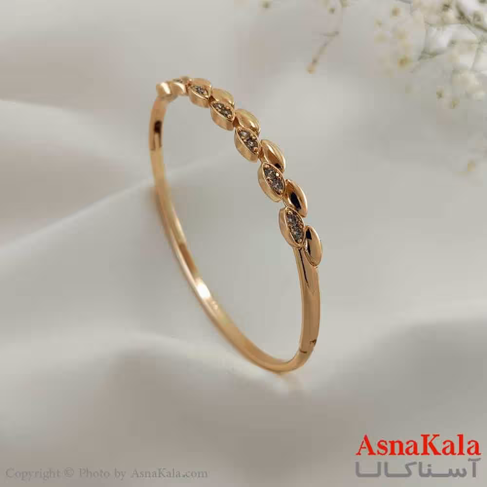 بنگل مینیمال دخترانه ژوپینگ مدل برگ نگینی کد DSB18709W