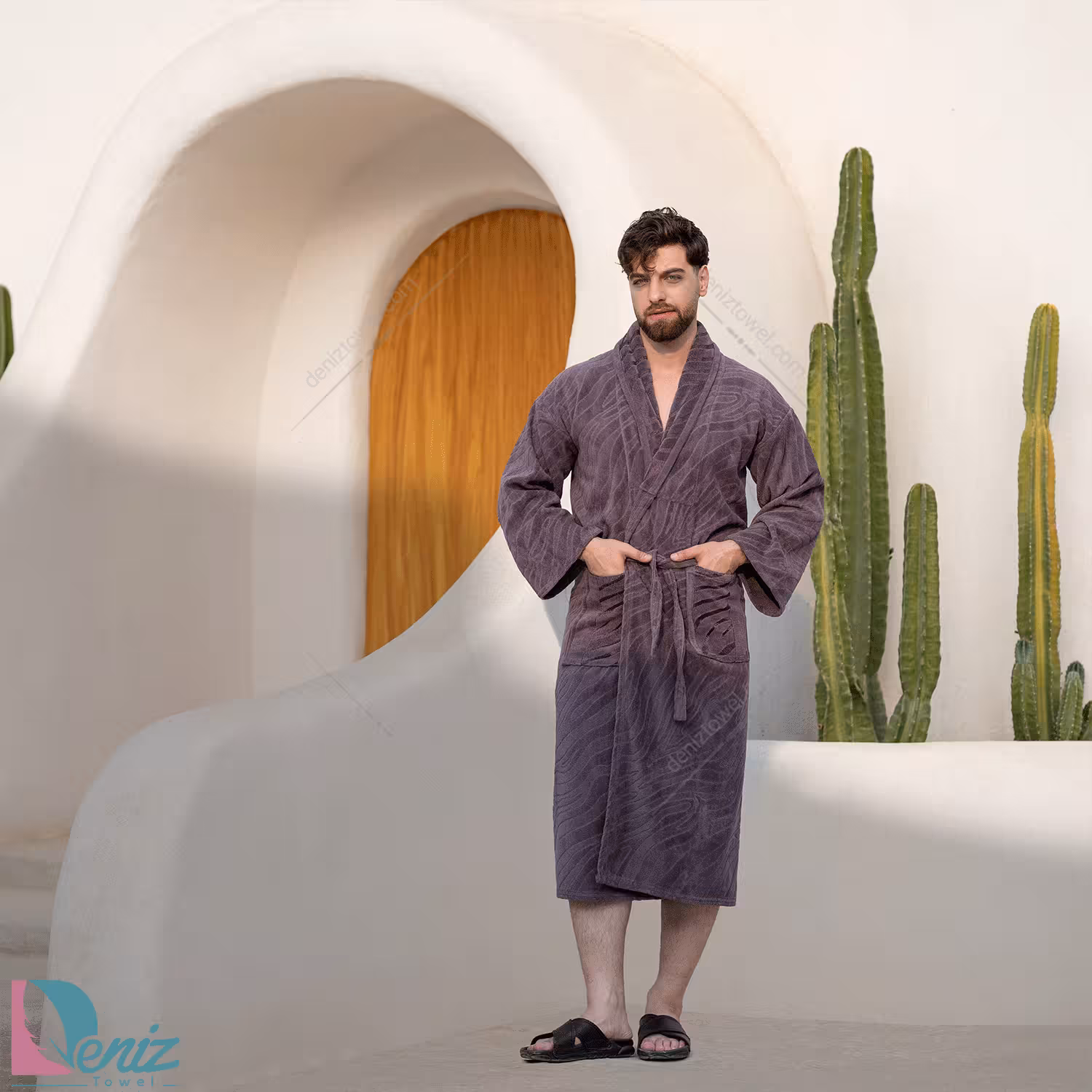 حوله تن پوش زبرا رنگ بادمجونی